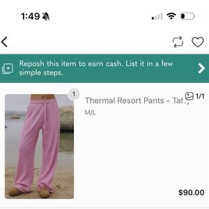 Daily drills taffy thermal resort pants M/L NWT